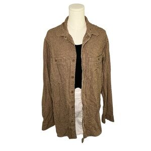 Old Navy Houndstooth Button Up Shirt Jacket Brown XL Tall